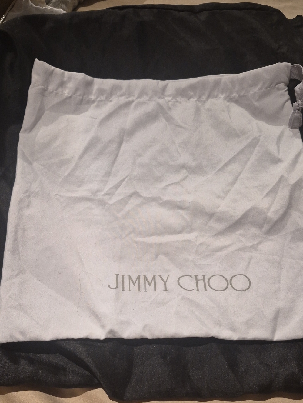Jimmy Choo White Logo Drawstring Dust Bag